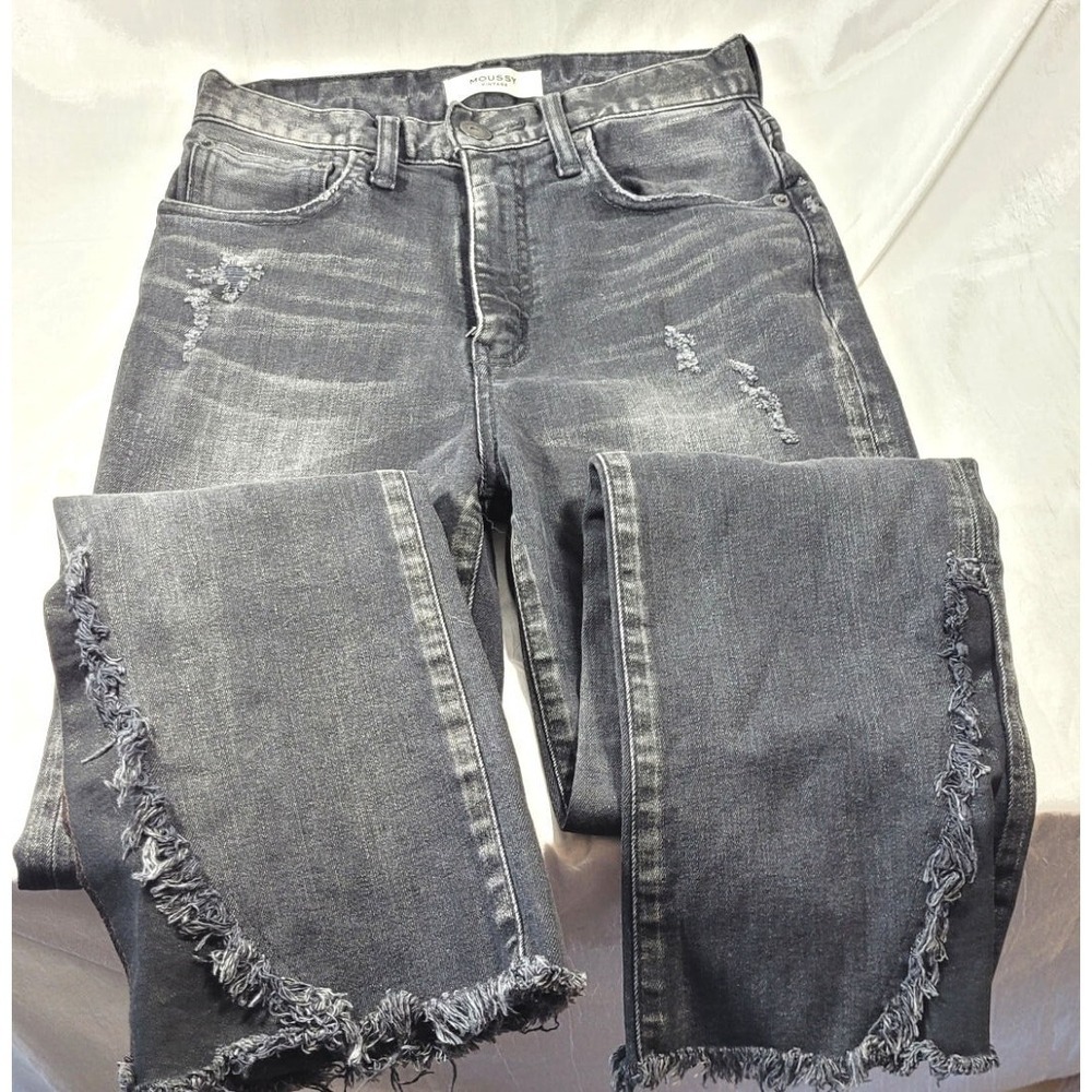 Moussy Vintage Women's Alhambra Flare-Hi Distressed Jeans - Black - Sz 25